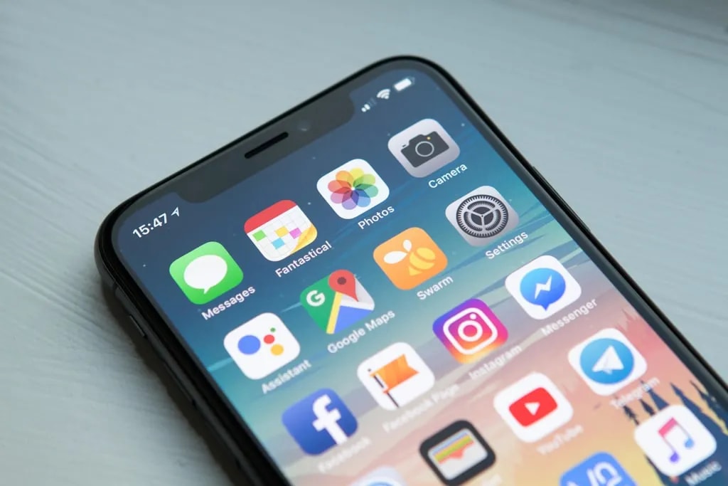 Mobile phone showing app interface